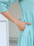 Blue Pure Cotton Solid Tiered Dress